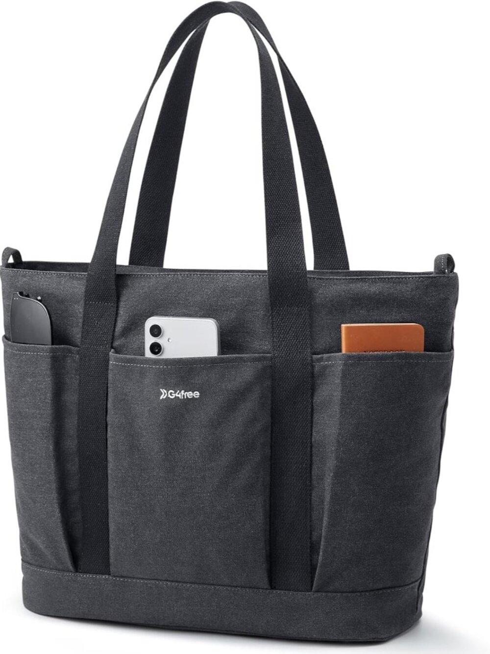 Large Canvas Tote Bag for Women with Zipper Fit 15.6" Laptop, Everything Tote Ba